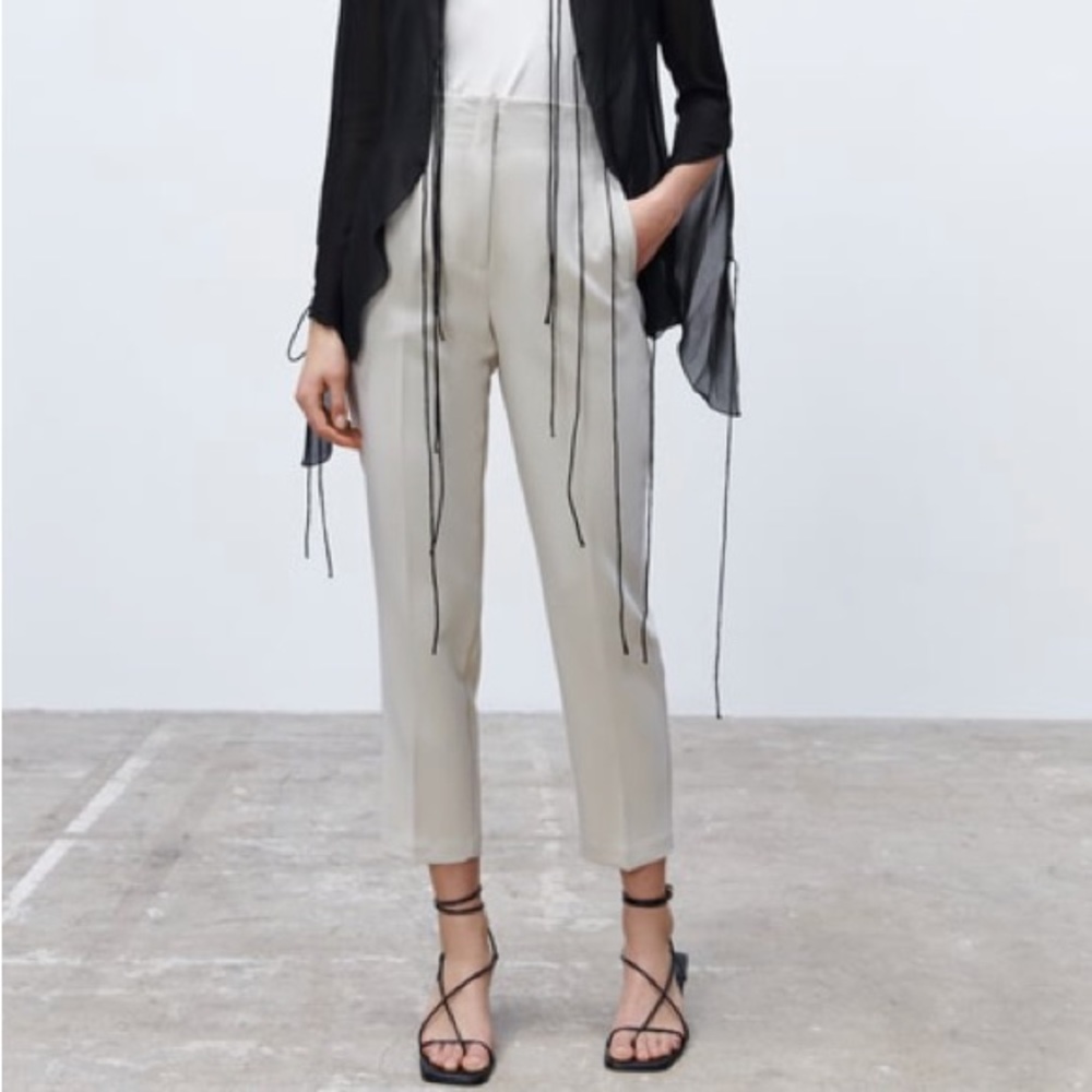 Zara NWT High Waisted Pants- Oyster White